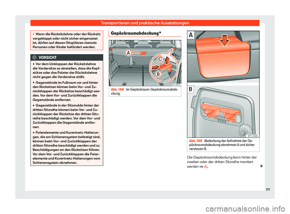 Seat Alhambra 2019  Betriebsanleitung (in German) Transportieren und praktische Ausstattungen
