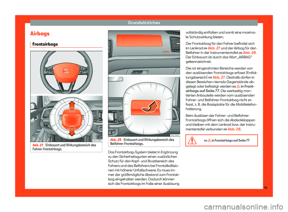 Seat Alhambra 2019  Betriebsanleitung (in German) Grunds