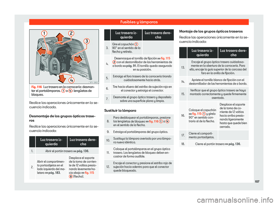 Seat Alhambra 2019  Manual del propietario (in Spanish) Fusibles y l