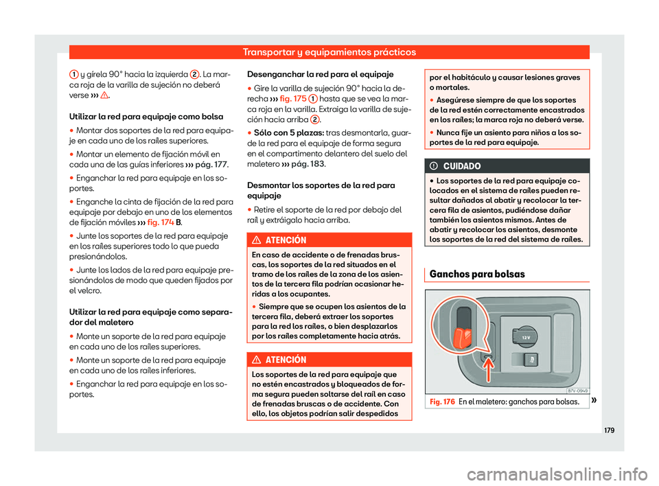 Seat Alhambra 2019 Manual del propietario (in Spanish) Transportar y equipamientos pr Seat Alhambra 2019 Manual del propietario (in Spanish) Transportar y equipamientos pr