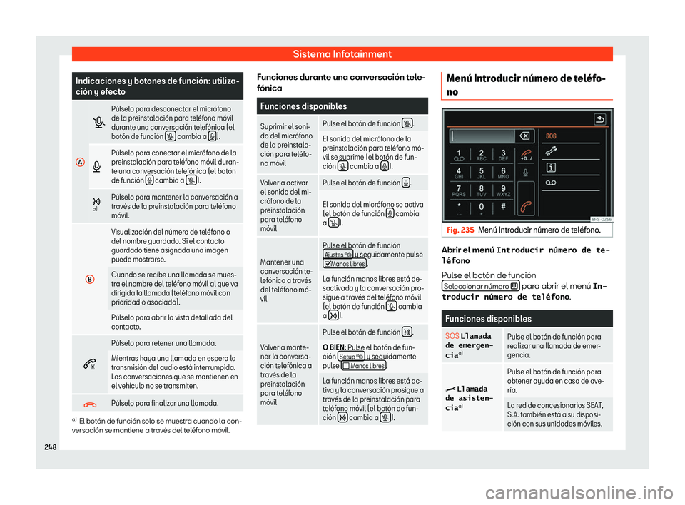Seat Alhambra 2019  Manual del propietario (in Spanish) Sistema Infotainment
Indicaciones y botones de funci