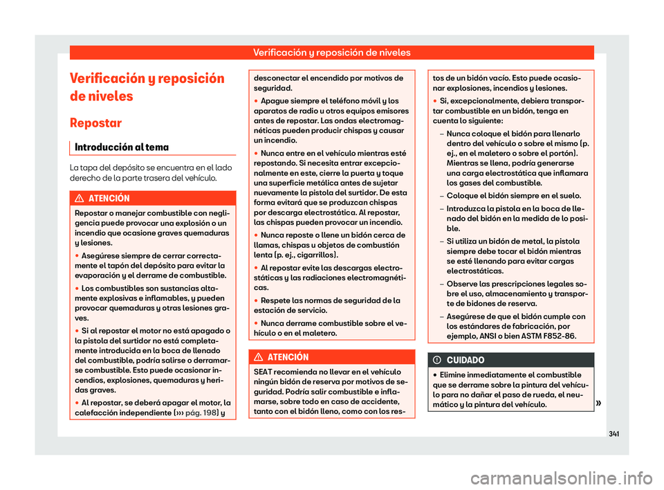 Seat Alhambra 2019 Manual del propietario (in Spanish) Verificaci Seat Alhambra 2019 Manual del propietario (in Spanish) Verificaci