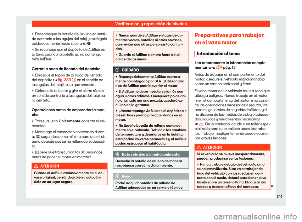 Seat Alhambra 2019 Manual del propietario (in Spanish) Verificaci Seat Alhambra 2019 Manual del propietario (in Spanish) Verificaci