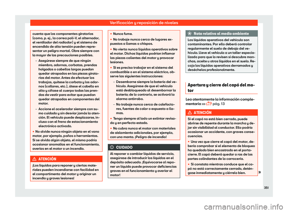 Seat Alhambra 2019 Manual del propietario (in Spanish) Verificaci Seat Alhambra 2019 Manual del propietario (in Spanish) Verificaci