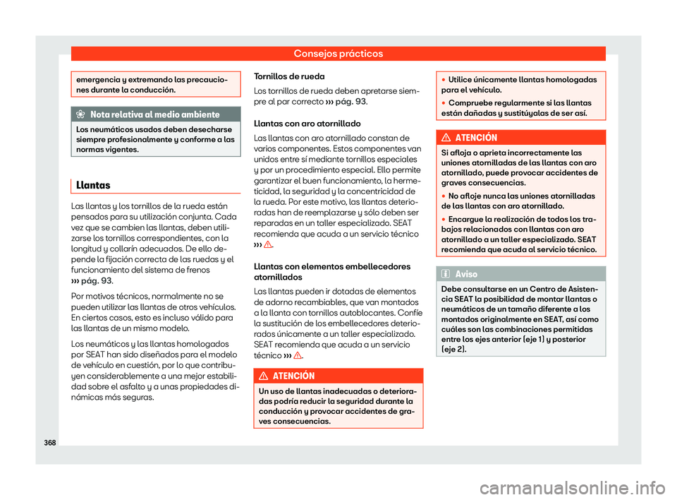 Seat Alhambra 2019 Manual del propietario (in Spanish) Consejos pr Seat Alhambra 2019 Manual del propietario (in Spanish) Consejos pr