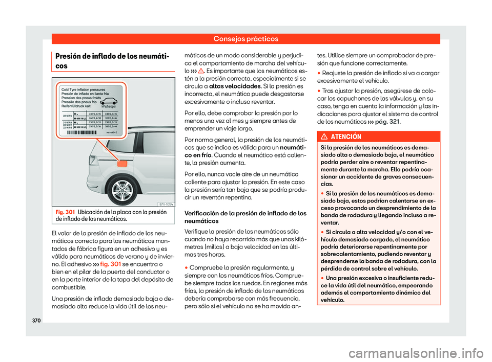 Seat Alhambra 2019 Manual del propietario (in Spanish) Consejos pr Seat Alhambra 2019 Manual del propietario (in Spanish) Consejos pr