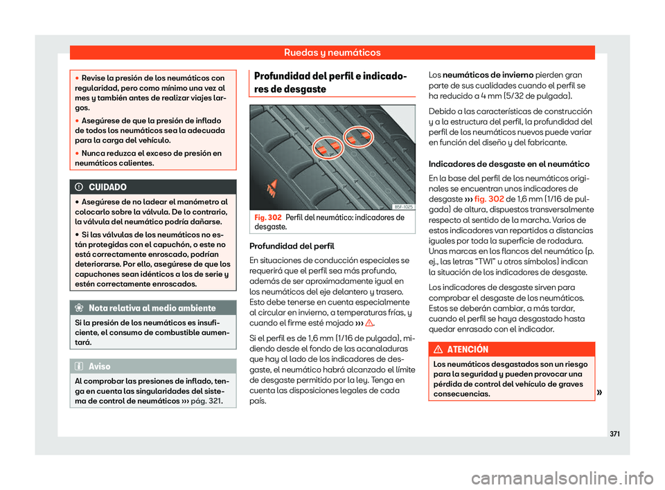 Seat Alhambra 2019 Manual del propietario (in Spanish) Ruedas y neum Seat Alhambra 2019 Manual del propietario (in Spanish) Ruedas y neum