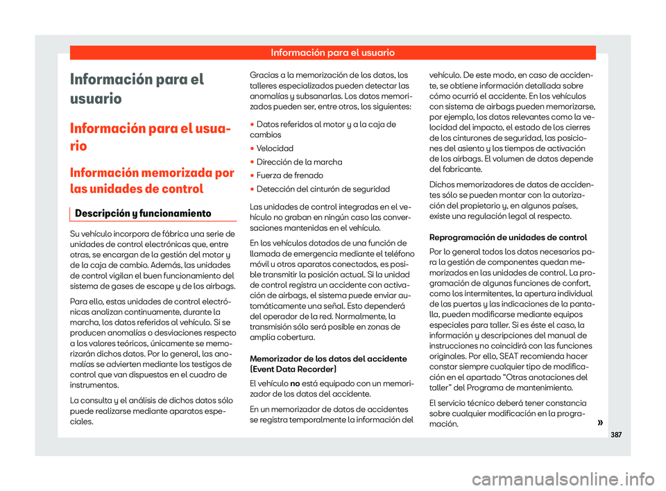 Seat Alhambra 2019  Manual del propietario (in Spanish) Informaci