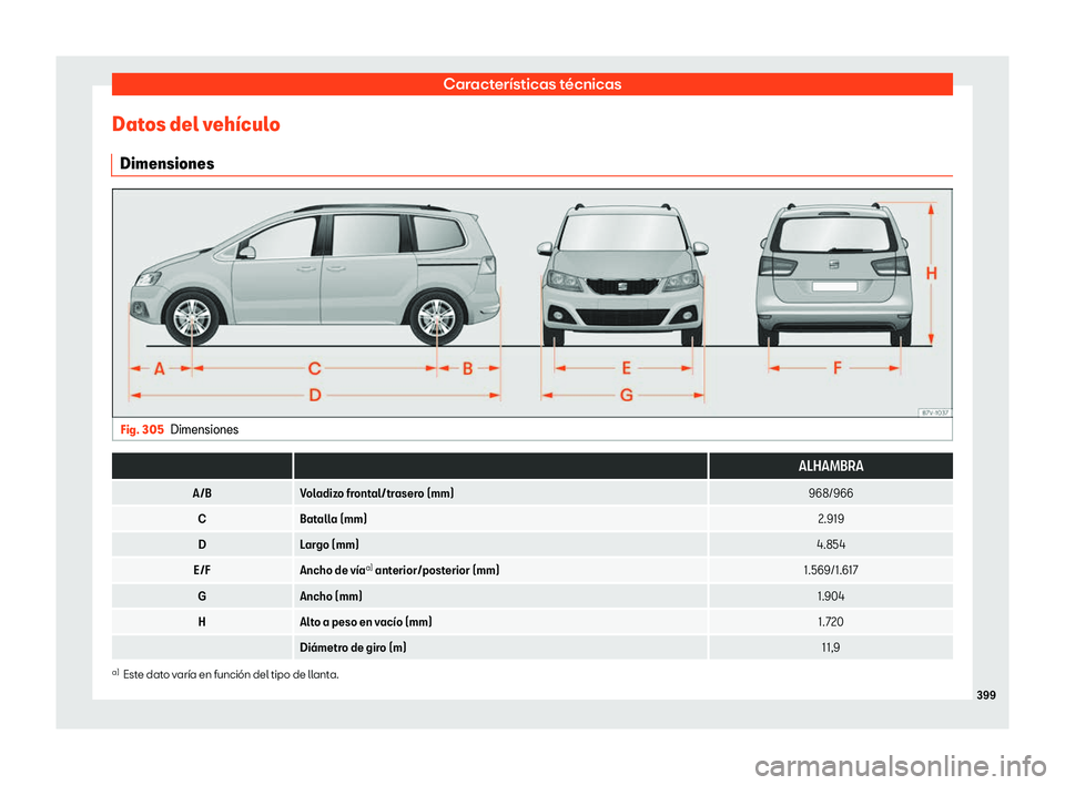 Seat Alhambra 2019 Manual del propietario (in Spanish) Caracter Seat Alhambra 2019 Manual del propietario (in Spanish) Caracter