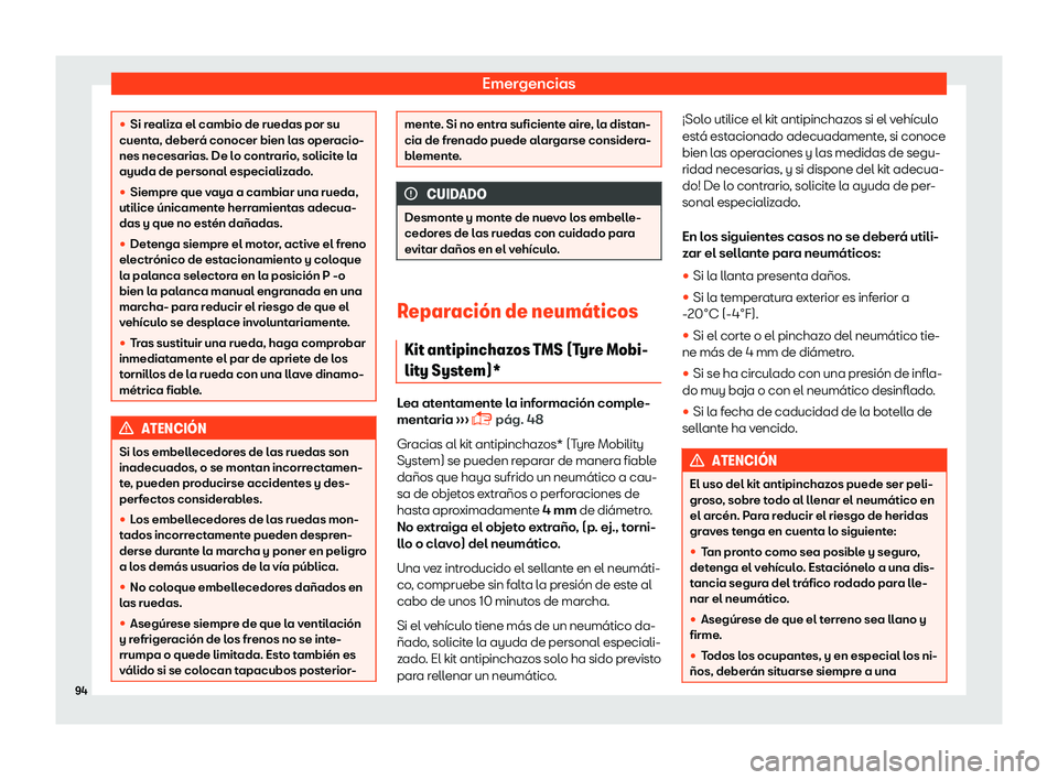 Seat Alhambra 2019  Manual del propietario (in Spanish) Emergencias
