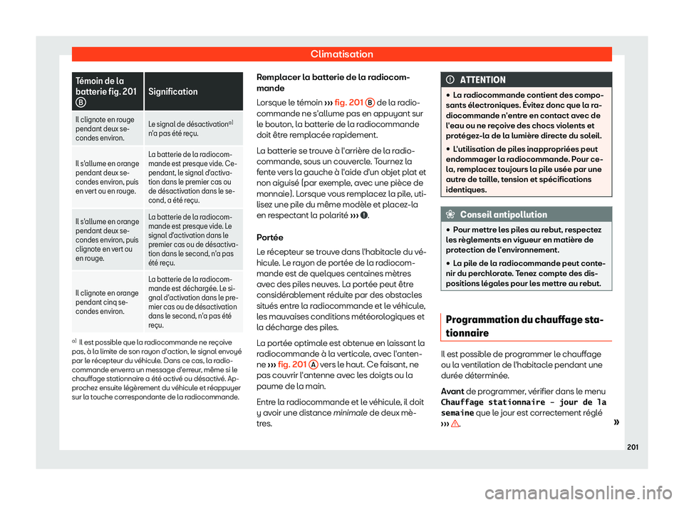 Seat Alhambra 2019  Manuel du propriétaire (in French)  Climatisation
T