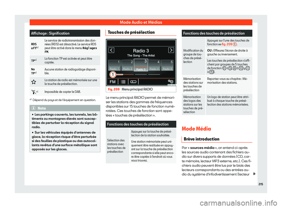 Seat Alhambra 2019 Manuel du propriétaire (in French) Mode Audio et M Seat Alhambra 2019 Manuel du propriétaire (in French) Mode Audio et M