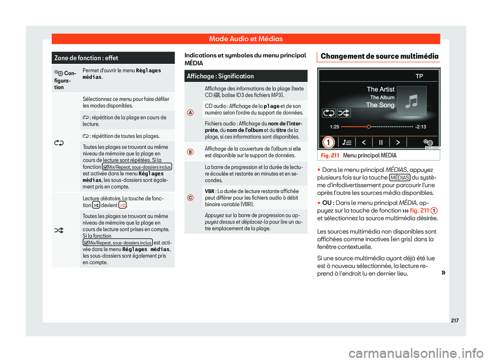 Seat Alhambra 2019 Manuel du propriétaire (in French) Mode Audio et M Seat Alhambra 2019 Manuel du propriétaire (in French) Mode Audio et M