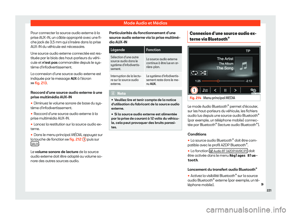 Seat Alhambra 2019 Manuel du propriétaire (in French) Mode Audio et M Seat Alhambra 2019 Manuel du propriétaire (in French) Mode Audio et M