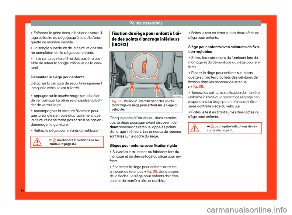 Seat Alhambra 2019  Manuel du propriétaire (in French)  Points essentiels
