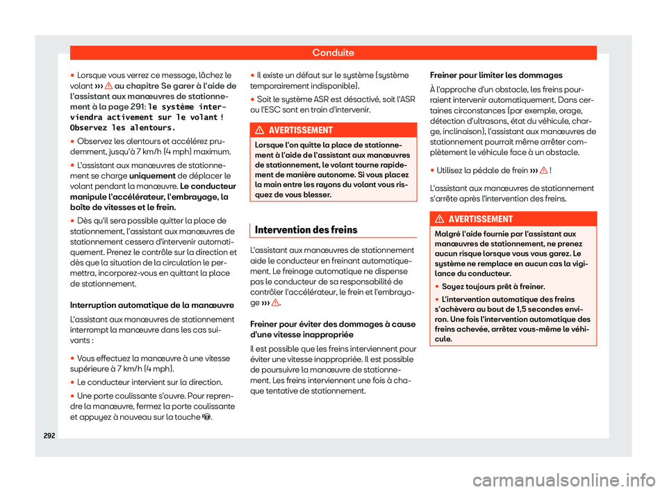 Seat Alhambra 2019  Manuel du propriétaire (in French)  Conduite
