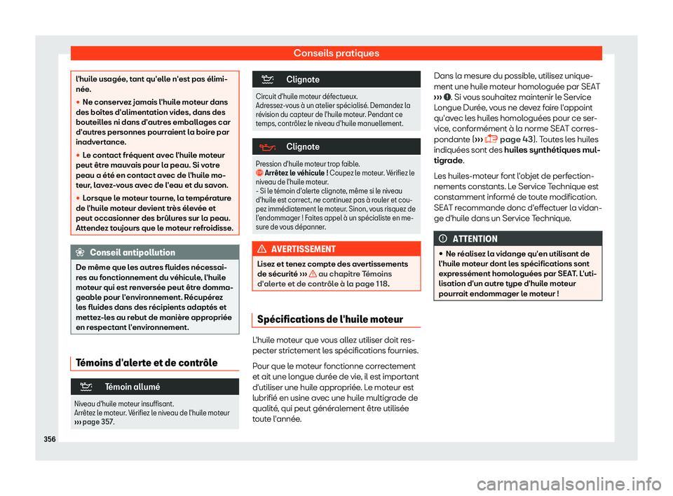 Seat Alhambra 2019  Manuel du propriétaire (in French)  Conseils pratiques
l