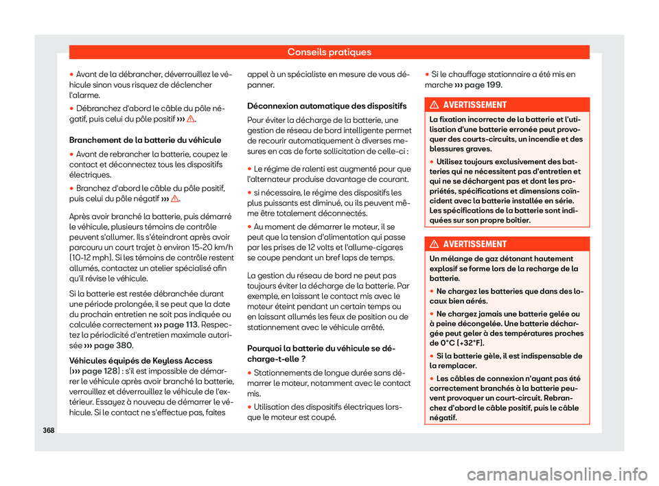 Seat Alhambra 2019  Manuel du propriétaire (in French)  Conseils pratiques
