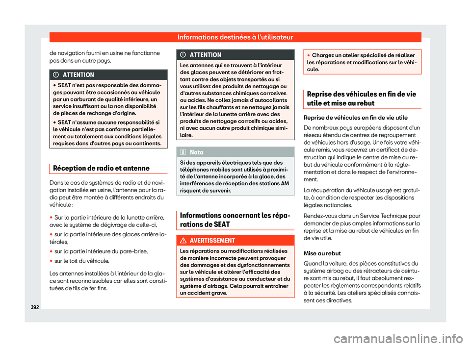 Seat Alhambra 2019 Manuel du propriétaire (in French) Informations destin Seat Alhambra 2019 Manuel du propriétaire (in French) Informations destin