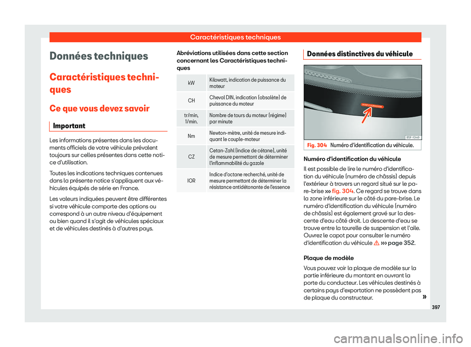 Seat Alhambra 2019 Manuel du propriétaire (in French) Caract Seat Alhambra 2019 Manuel du propriétaire (in French) Caract