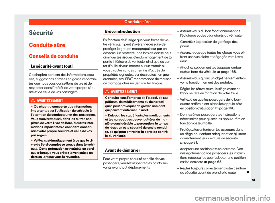 Seat Alhambra 2019  Manuel du propriétaire (in French)  Conduite s