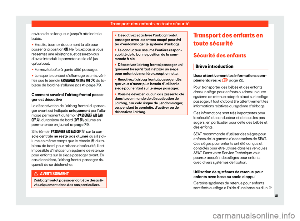 Seat Alhambra 2019 Manuel du propriétaire (in French) Transport des enfants en toute s Seat Alhambra 2019 Manuel du propriétaire (in French) Transport des enfants en toute s