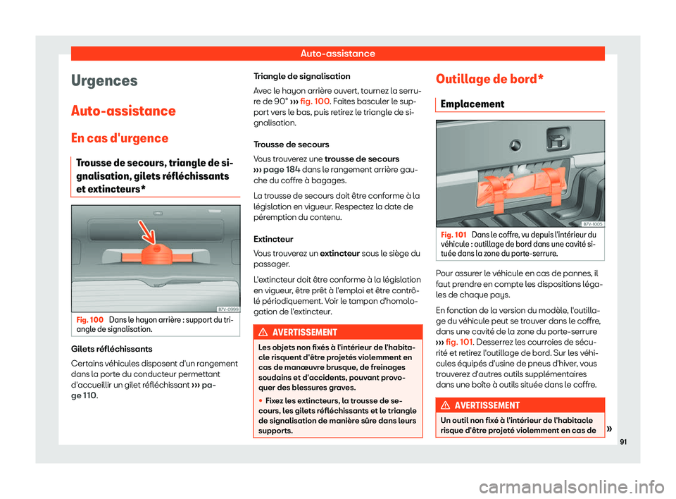 Seat Alhambra 2019  Manuel du propriétaire (in French)  Auto-assistance
Urgences
Aut o-assist
ance
En cas d