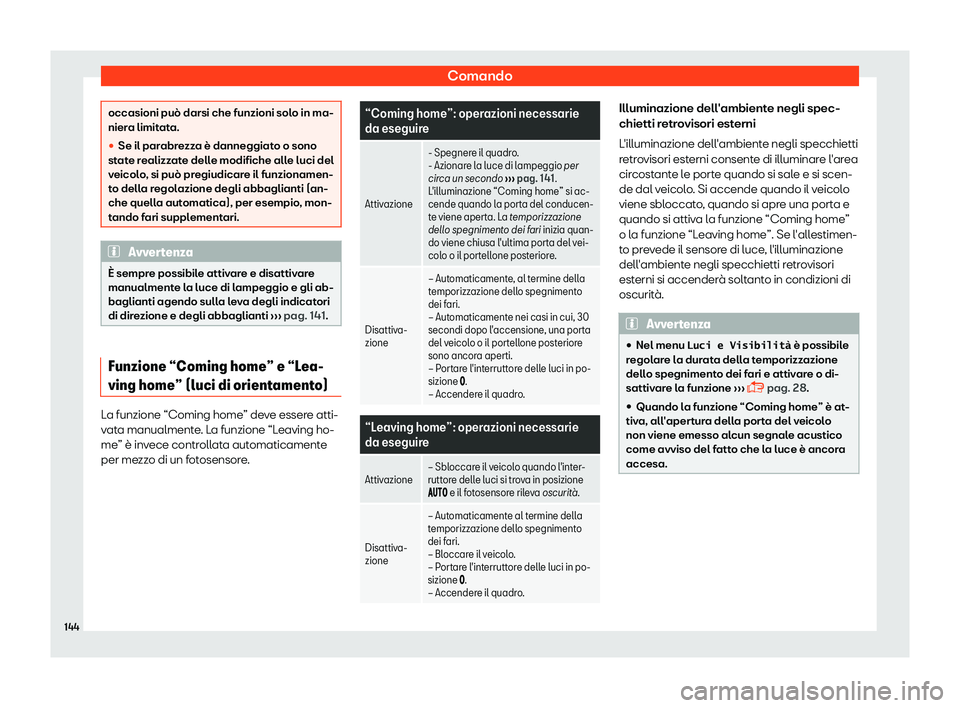 Seat Alhambra 2019  Manuale del proprietario (in Italian) Comando
occasioni pu