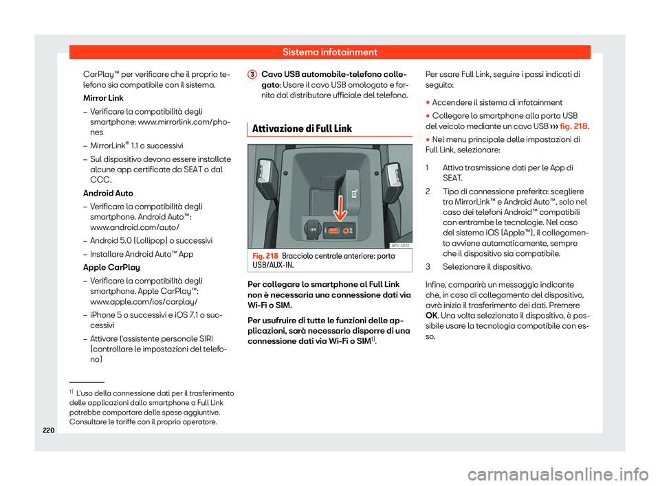 Seat Alhambra 2019  Manuale del proprietario (in Italian) Sistema infotainment
CarPlay