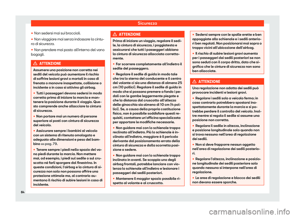 Seat Alhambra 2019  Manuale del proprietario (in Italian) Sicurezza

