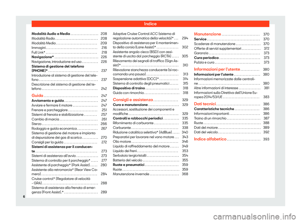 Seat Alhambra 2019  Manuale del proprietario (in Italian) Indice
Modalit