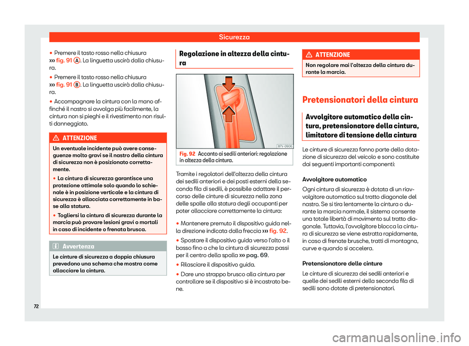 Seat Alhambra 2019  Manuale del proprietario (in Italian) Sicurezza
