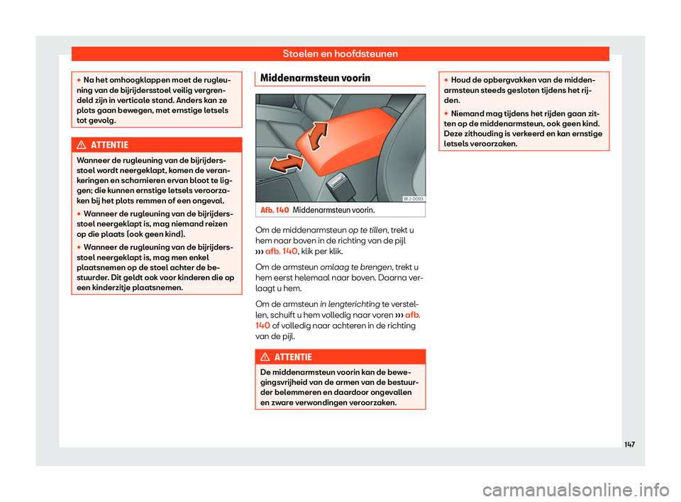 Seat Alhambra 2019  Handleiding (in Dutch) Stoelen en hoofdsteunen
