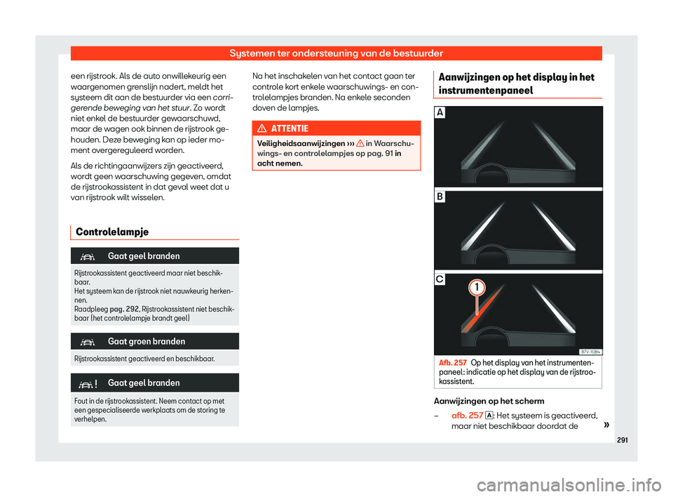 Seat Alhambra 2019  Handleiding (in Dutch) Systemen ter ondersteuning van de bestuurder
een r