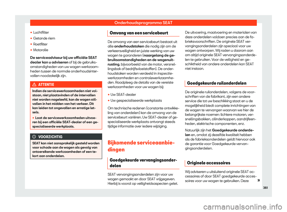 Seat Alhambra 2019  Handleiding (in Dutch) Onderhoudsprogramma SEAT
