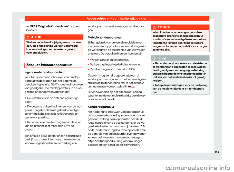 Seat Alhambra 2019  Handleiding (in Dutch) Accessoires en technische w
