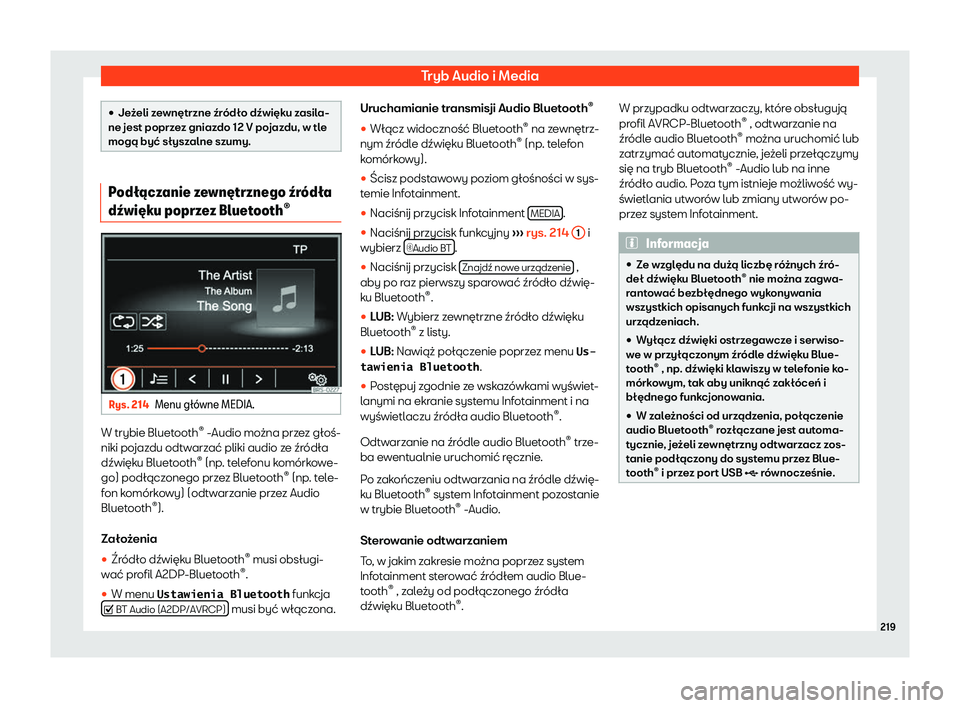 Seat Alhambra 2019  Instrukcja Obsługi (in Polish) Tryb Audio i Media
