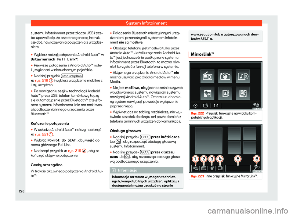 Seat Alhambra 2019  Instrukcja Obsługi (in Polish) System Infotainment
systemu Infotainment przez z