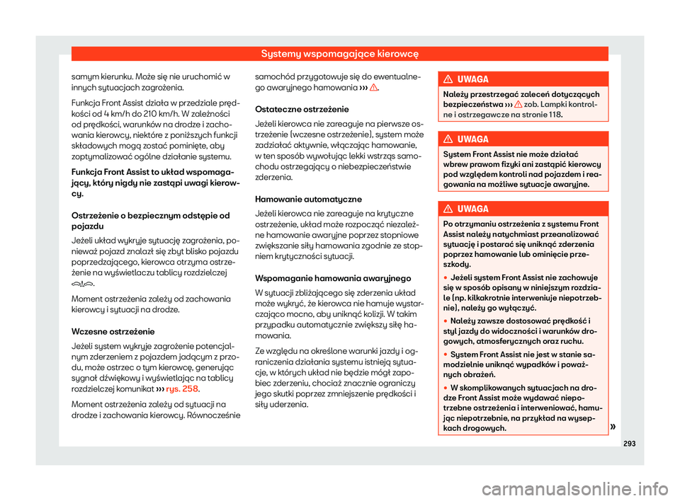 Seat Alhambra 2019  Instrukcja Obsługi (in Polish) Systemy wspomagaj