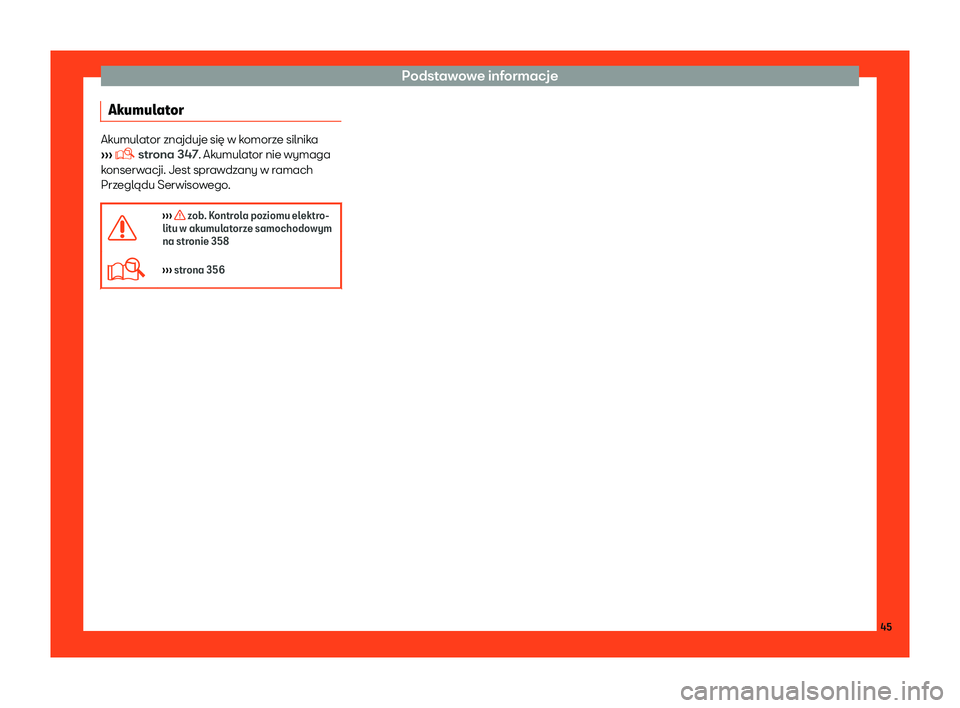 Seat Alhambra 2019  Instrukcja Obsługi (in Polish) Podstawowe informacje
Akumulator Akumulator znajduje si