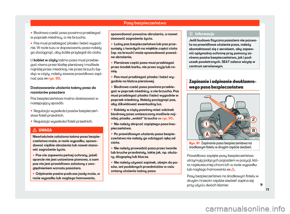 Seat Alhambra 2019  Instrukcja Obsługi (in Polish) Pasy bezpiecze