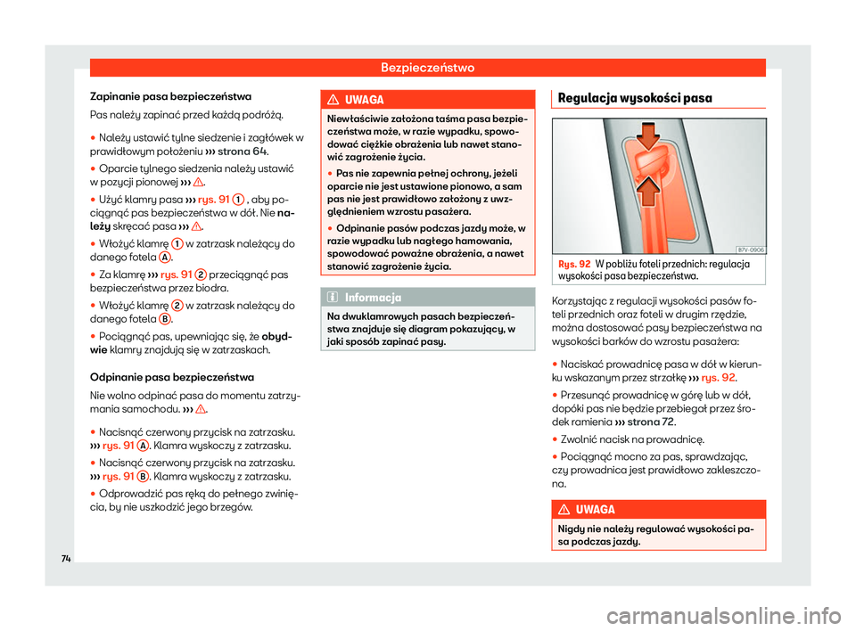 Seat Alhambra 2019  Instrukcja Obsługi (in Polish) Bezpiecze