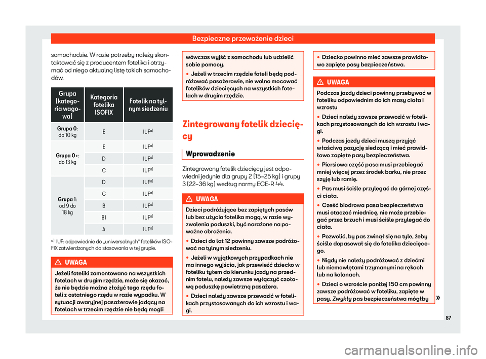 Seat Alhambra 2019 Instrukcja Obsługi (in Polish) Bezpieczne przewo Seat Alhambra 2019 Instrukcja Obsługi (in Polish) Bezpieczne przewo
