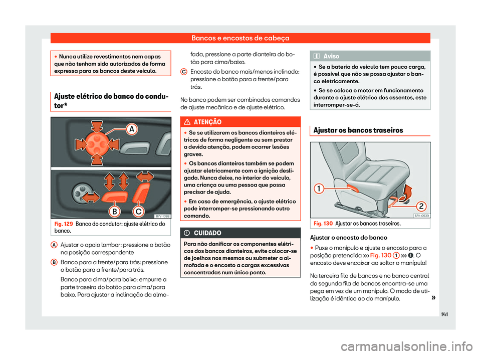 Seat Alhambra 2019  Manual do proprietário (in Portuguese)  Bancos e encostos de cabe