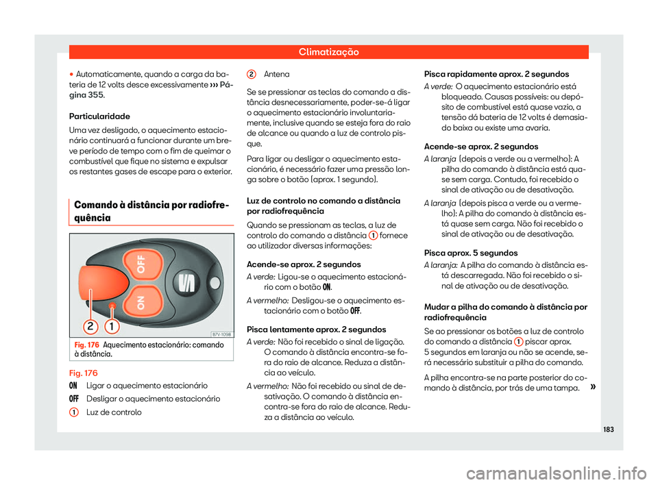 Seat Alhambra 2019 Manual do proprietário (in Portuguese) Climatiza Seat Alhambra 2019 Manual do proprietário (in Portuguese) Climatiza