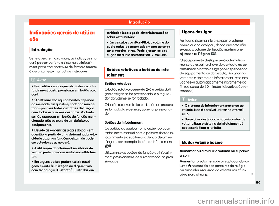 Seat Alhambra 2019  Manual do proprietário (in Portuguese)  Introdu