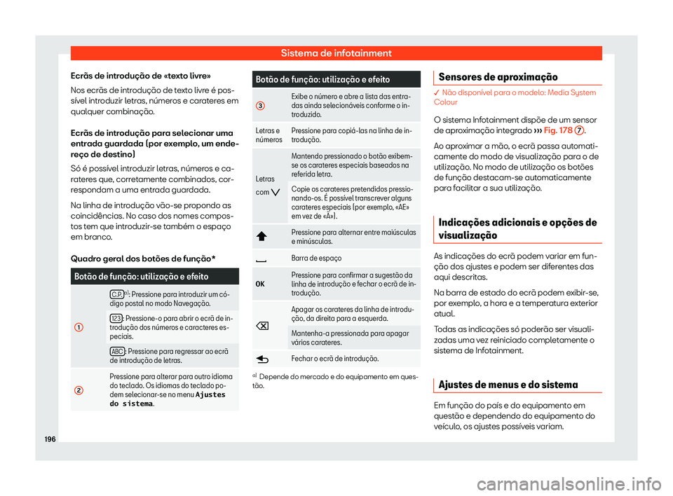 Seat Alhambra 2019  Manual do proprietário (in Portuguese)  Sistema de infotainment
Ecr