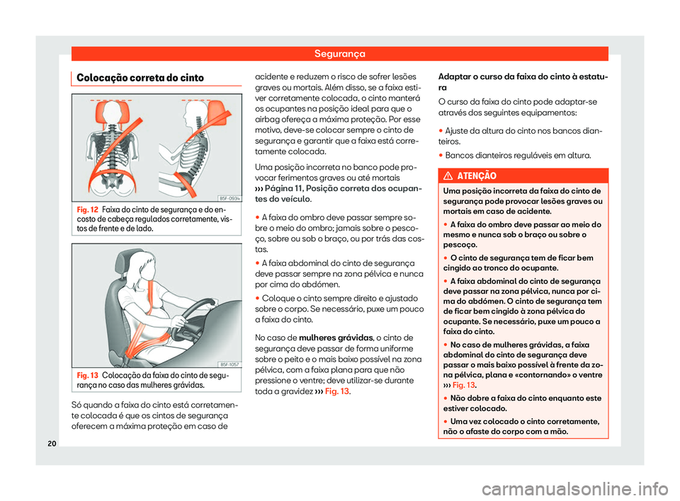 Seat Alhambra 2019 Manual do proprietário (in Portuguese) Seguran Seat Alhambra 2019 Manual do proprietário (in Portuguese) Seguran