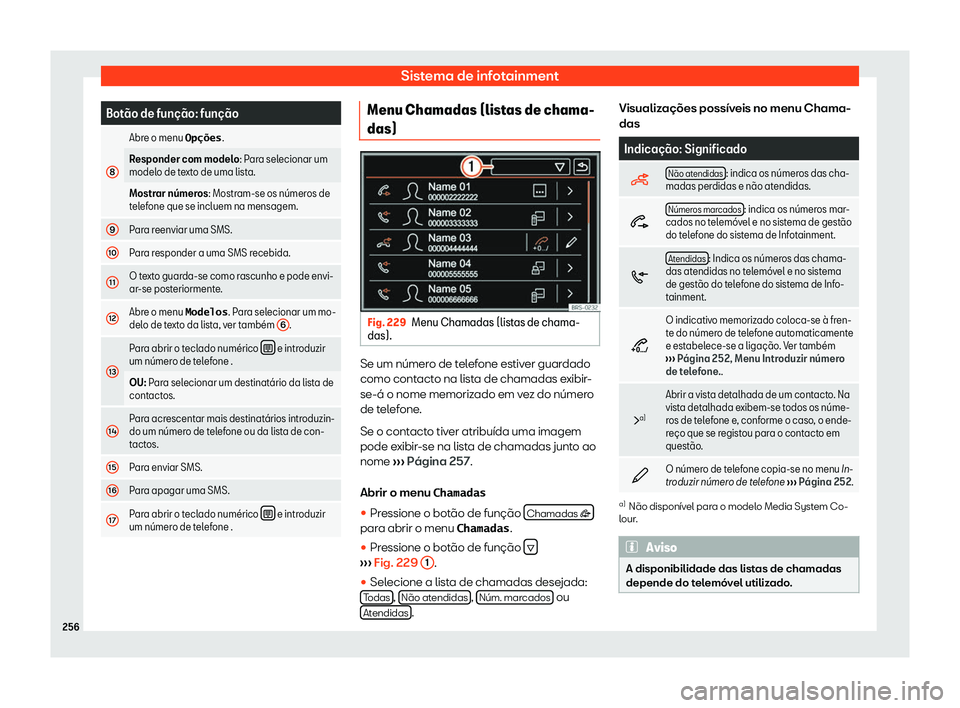 Seat Alhambra 2019  Manual do proprietário (in Portuguese)  Sistema de infotainment
Bot