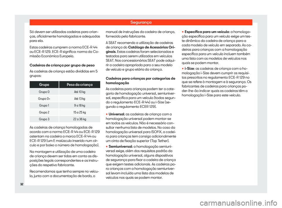 Seat Alhambra 2019  Manual do proprietário (in Portuguese)  Seguran